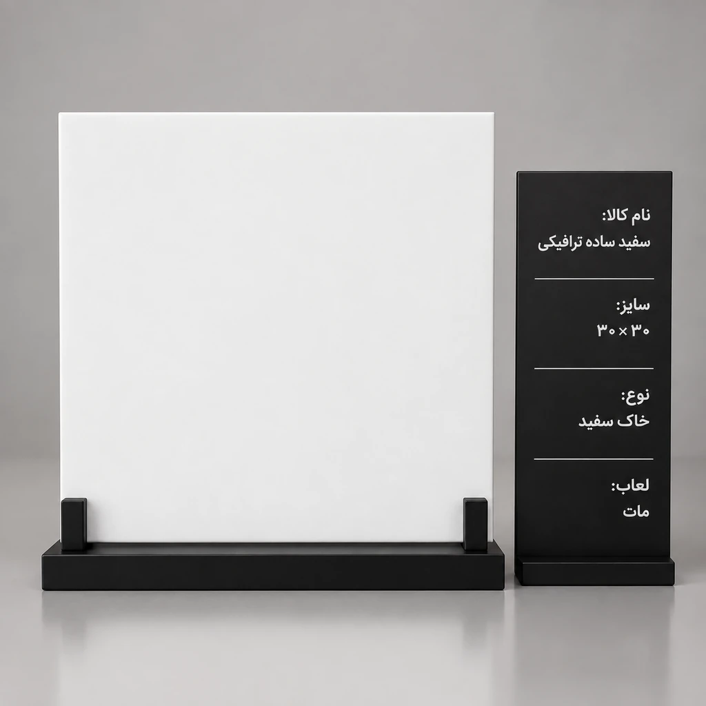 کاشی و سرامیک سفید ساده ترافیکی ۳۰ در ۳۰ خاک سفید مات الوند