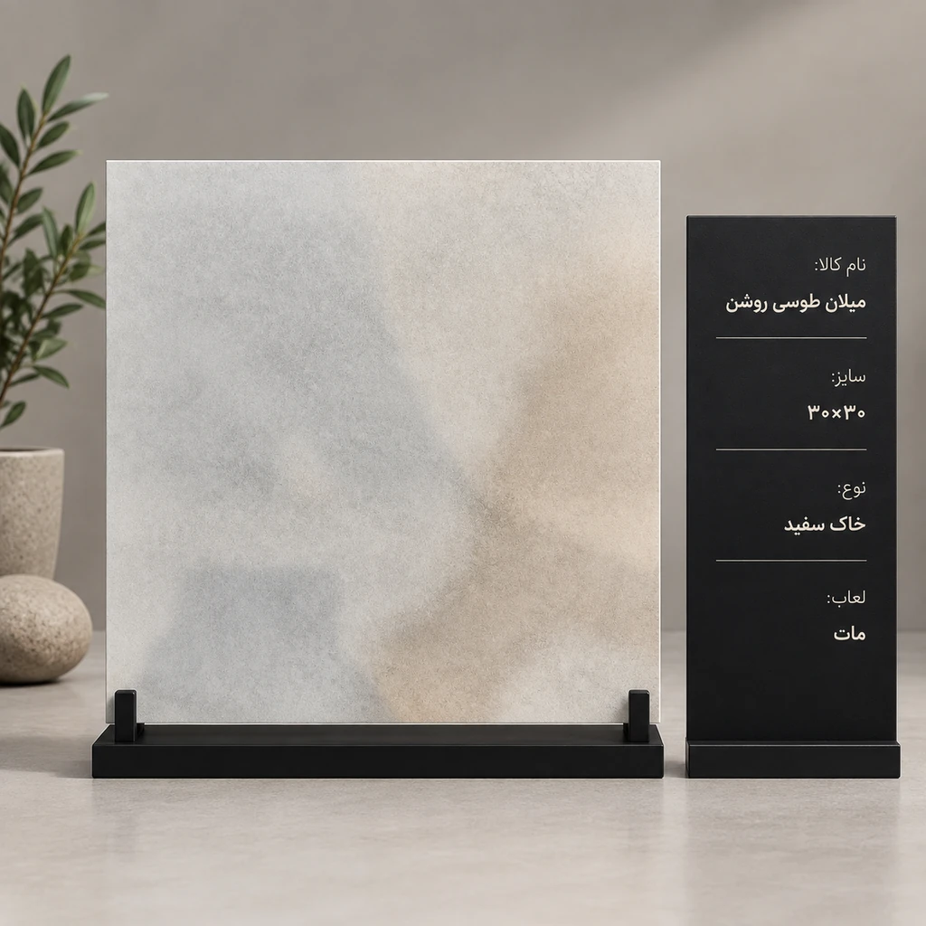 کاشی و سرامیک میلان طوسی روشن ۳۰ در ۳۰ خاک سفید مات صبا