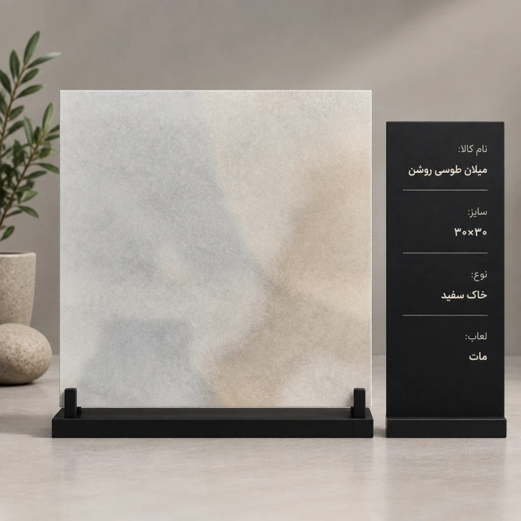 کاشی و سرامیک میلان طوسی روشن ۳۰ در ۳۰ خاک سفید مات صبا