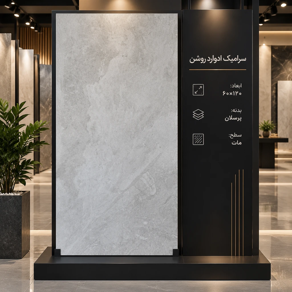 سرامیک طرح ادوارد روشن ۶۰ در ۱۲۰ خاک سفید مات الوند